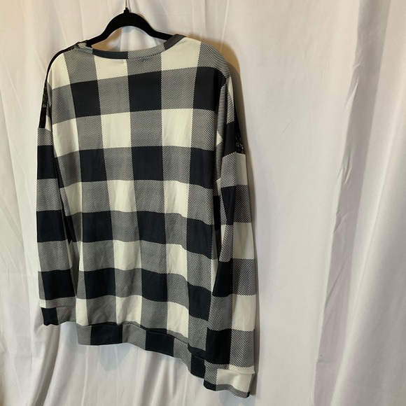 Women’s Long Sleeve White Buffalo Plaid Shirt w/Black Lace Detail Plus Size 2XL - Picture 12 of 16